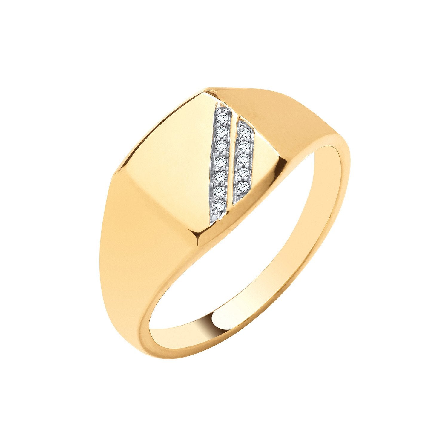 9ct Yellow Gold Signet Ring 0.05ct Diamond Ring - Fine Ring - Certified Authentic - Swiss Mad – Luxury Jewellery by Im